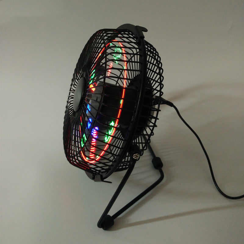 Creative Desktop Usb Luminous Clock Car Wrought Iron Flashing Word Desktop Fan